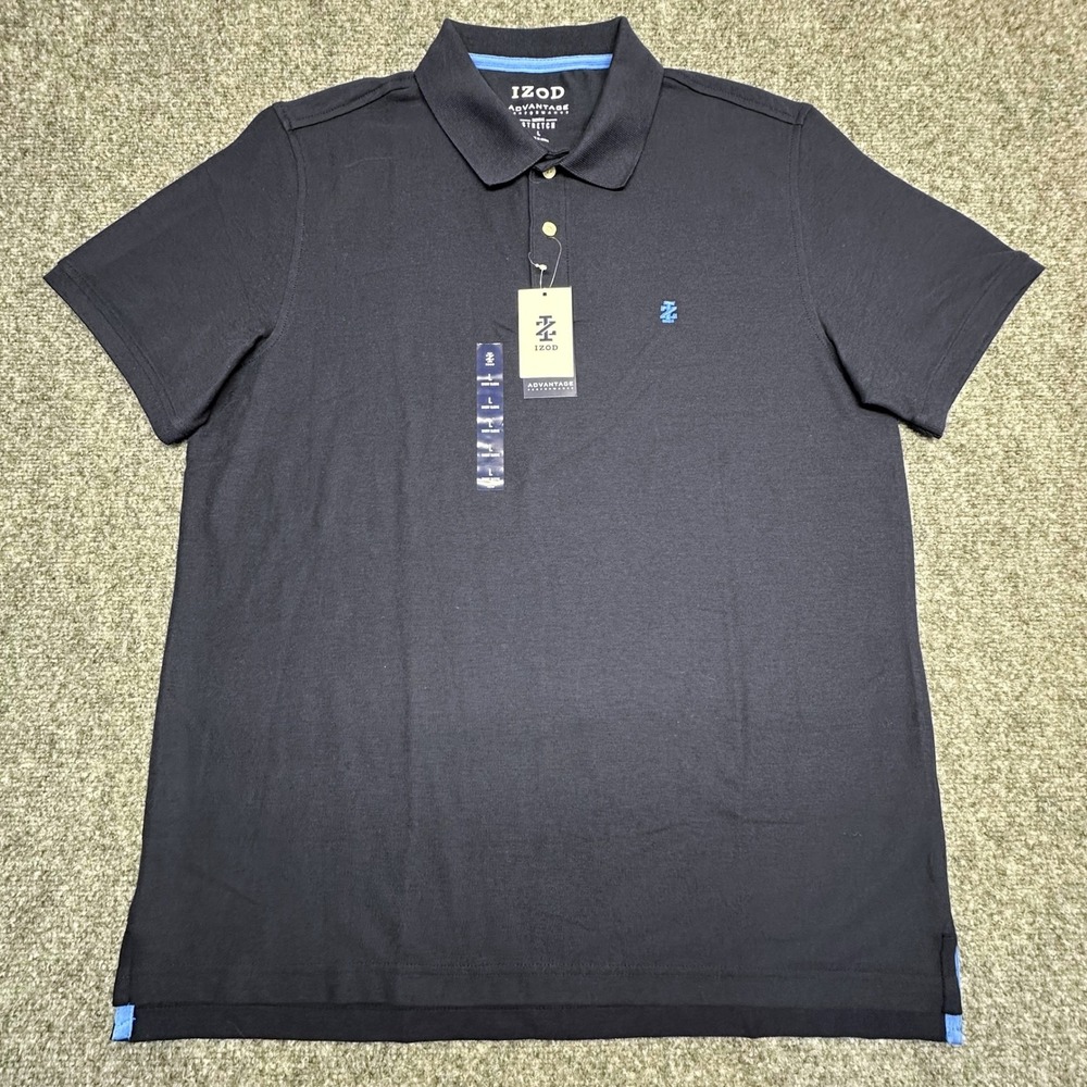 IZOD Advantage Performance Polo Shirt Size L Navy Blue Natural Stretch - Picture 2 of 9